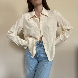 100% silk button up